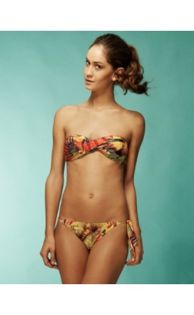 Geo Bandeau Top & Thick Tie Side Bottom in Geo Yellow