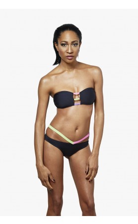 Chloe Strappy Bandeau Bikini Top in Color Black