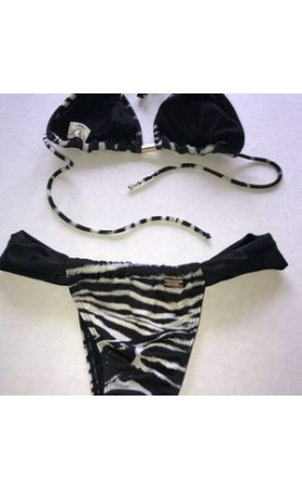 Ellis Beachwear Tanga Animal Adjustable Bikini Bottom in Zebra